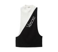 Versace - Canotta in jersey di cotone con logo ricamato - - Tops - Donna - Multicolore - S