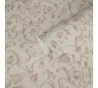 VERSACE Carta Da Parati Con Rami E Fiori Metallici - Crema - 0,75m Larghezza