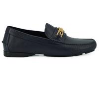 Versace Elegant Navy Blue Calf Leather Loafers - EU45/US12