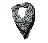 Versace Foulard Stola Pashmina Scialle Misto Cashmere Grigio Donna