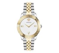 Versace Greca Signature VEVC00519 - Orologio da donna in acciaio e quadrante bianco, 38 mm, colore: argento e oro, Bracciale