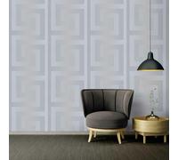 Versace Greco Chiave Carta da Parati Rotoli 10m X 70cm - Argento 935235 Nuovo