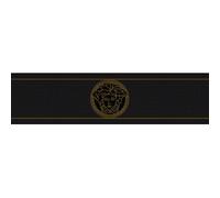 Livingwalls Carta da parati 935224 Versace Bordo motivo Medusa greca nero e oro Vinile lucido
