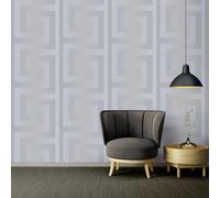 Versace Greco Chiave Carta da Parati 10m X 70cm - Argento 935235