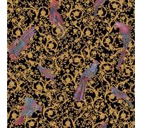 Versace IV Barocco Uccelli Carta da Parati 37053-1 Nero/Oro Esotico Camera