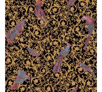 Versace IV Barocco Uccelli Carta da Parati Vinile Lusso Nero/Oro 37053-1