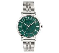 Versace J4 V-Essential VEJ400921, orologio da uomo in acciaio inox, con quadrante verde zaffiro, vetro antiriflesso, 40 mm, con 3 lancette, Acciaio inox, Contemporane