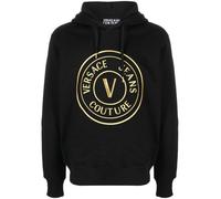 Versace Jeans Black Cotton Logo Details Hooded Sweatshirt - M