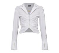 Versace Jeans Couture - Camicia in Cotone con Drappeggio - - Blouses & Shirts - Donna - Bianco - S