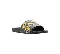 VERSACE JEANS COUTURE Ciabatta Nera in Gomma con Stampa Logo Couture. Nero