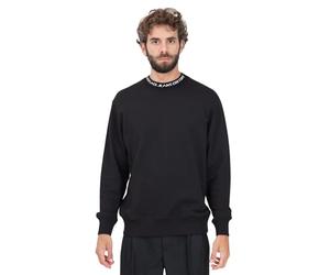 VERSACE JEANS COUTURE Felpa Girocollo Nera da Uomo con Stampa Logo Lettering M