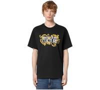 VERSACE JEANS COUTURE Maglietta Regular Fit con Logo Barocco Dorato Colore Nero, Nero , L