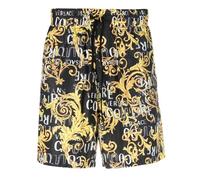 VERSACE JEANS COUTURE Pantaloncini da Uomo con Stampa Barocco all Over. Elastico e Coulisse in Vita. Due Tasche nella Parte Anteriore. Nero
