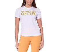 Versace Jeans Couture T-shirt con logo bianco e oro - Minimalismo elegante con finitura Luxe - da donna, bianco/oro, S