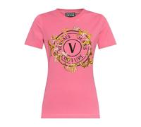 Versace Jeans Couture - T-shirt con stampa e applicazioni luccicanti - - Tops - Donna - Rosa - S