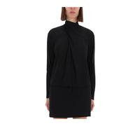Versace Jeans Couture - Top a Maniche Lunghe con Scollo Arricciato - - Blouses & Shirts - Donna - Nero - XS