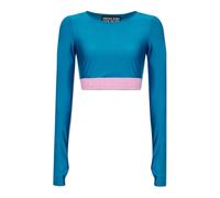 Versace Jeans Couture, ,Tops ,Donna ,Blu ,L Top corto con maniche lunghe
