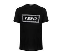 Versace - Magliette Nera in Cotone Logo Frontale Manica Corta - - Tops - Uomo - Nero - L