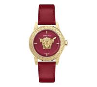 Versace Medusa Deco Collection - Orologio da donna di lusso con cinturino rosso e quadrante con cassa dorata VE7B00123 OS, Versace | Medusa Deco, Gold-ve7b00123 OS, Versace Medusa Deco, Gold-ve7b00123