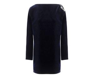 Versace - Mini abito in velluto con ricami - - Dresses - Donna - Blu - M