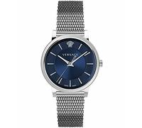 Versace Orologio VE5A00520 - Analogico al quarzo Unisex Bracciale Acciaio Grigio Quadrante Blu