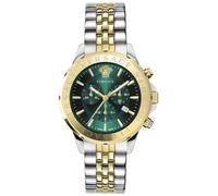 Versace - Orologio Da Polso Da Uomo Al Quarzo Moda Bracciale E Cassa In Acciaio Inox Di Colore Grigio Quadrante Analogico Verde - VEV602023