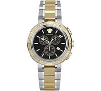 Versace Orologio da polso da uomo al quarzo moda bracciale e cassa in acciaio inox di colore grigio display analogico nero - VE2H00421