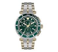 Versace Orologio da polso da uomo al quarzo moda bracciale e cassa in acciaio inox di colore grigio display analogico verde - VE3L00422