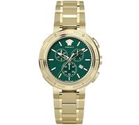 Versace Orologio da polso da uomo al quarzo moda bracciale e cassa in acciaio inox di colore oro display analogico verde - VE2H00521