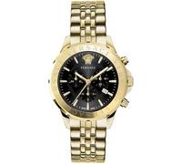 Versace - Orologio Da Polso Da Uomo Al Quarzo Moda Bracciale E Cassa In Acciaio Inox Di Colore Oro Quadrante Analogico Nero - VEV602123