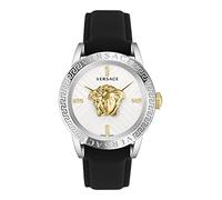 Versace Orologio da uomo di lusso con cinturino argentato con cassa argentata e quadrante argento, argento, OS, Versace | V-Code, Argento, OS, Versace | Codice V