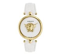 Versace Palazzo Empire Collection Orologio da donna di lusso con cinturino bianco e quadrante con cassa dorata, Oro, OS, Versace | Palazzo Impero