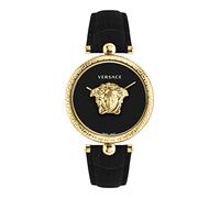 Versace Orologio da donna di lusso, con cinturino nero, cassa dorata e quadrante nero, Oro, OS, Versace | Palazzo Impero