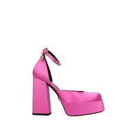 Versace Pink Satin Platform Pumps - EU37/US7