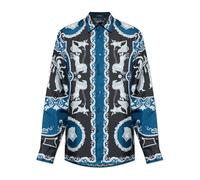 Versace - Printed Silk Twill Regular Shirt - - Shirts - Uomo - Blu - L