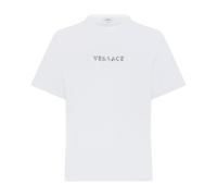 Versace - T-shirt in Cotone Jersey Ricamato - - Tops - Donna - Bianco - M