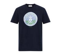 Versace - T-shirt in cotone con stampa - - Tops - Uomo - Blu - M
