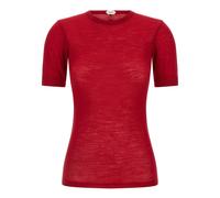 Versace - T-shirt in maglia a coste di lana ricamata - - Tops - Donna - Rosso - M