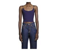 Versace - Top in Maglia Costine di Viscosa Elasticizzata a Rete - - Tops - Donna - Viola - XS