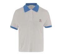 Versace, ,Tops ,Donna ,Bianco ,S Polo in Cotone Ricamato