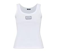 Versace, ,Tops ,Donna ,Bianco ,XS Canotta A Costine in Cotone Stretch