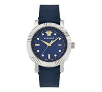 Versace V-Classic Collection Orologio da uomo di lusso con cinturino blu con cassa in acciaio inossidabile e quadrante blu, In acciaio inox, OS, V-Classic