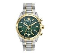 Versace V-Code Chrono Collection Orologio da uomo di lusso con cinturino bicolore e cassa con quadrante verde