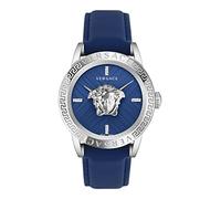 Versace V-Code Collection Orologio da uomo di lusso con cinturino blu e quadrante con cassa in acciaio inossidabile, In acciaio inox, OS, Versace | Codice V