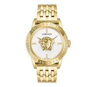 Versace V-Code Collection Orologio da uomo di lusso, con cinturino dorato e cassa con quadrante argentato, Oro, OS, Versace | Codice V