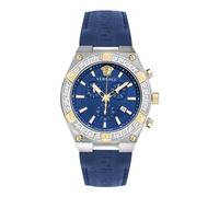 Versace V-Sporty Greca Collection Orologio da uomo di lusso con cinturino blu e quadrante con cassa in acciaio inossidabile