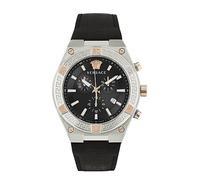 Versace V-Sporty Greca Collection Orologio da uomo di lusso con cinturino nero e quadrante con cassa in acciaio inossidabile