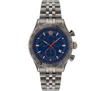 Versace HELLENYIUM VE2U00722 - Orologio da polso da uomo, cronografo, colore: grigio, blu, 44 mm, Bracciale