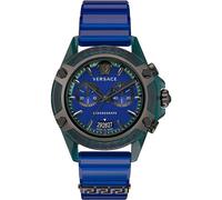 Versace Orologio Cronografo al Quarzo Svizzero Uomo con Cinturino in Plastica VEZ701122