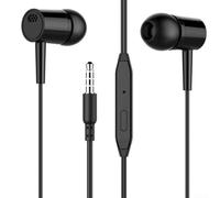 VersaGenius Auricolari con cavo da 3,5 mm con microfono integrato, leggeri e comodi, per chiamate musicali, lettori MP3, bianco e nero (nero)